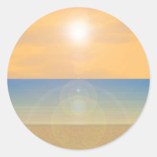 Sunset Beach Scene: Classic Round Sticker