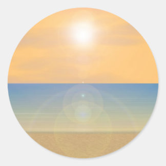 Sunset Beach Scene: Classic Round Sticker