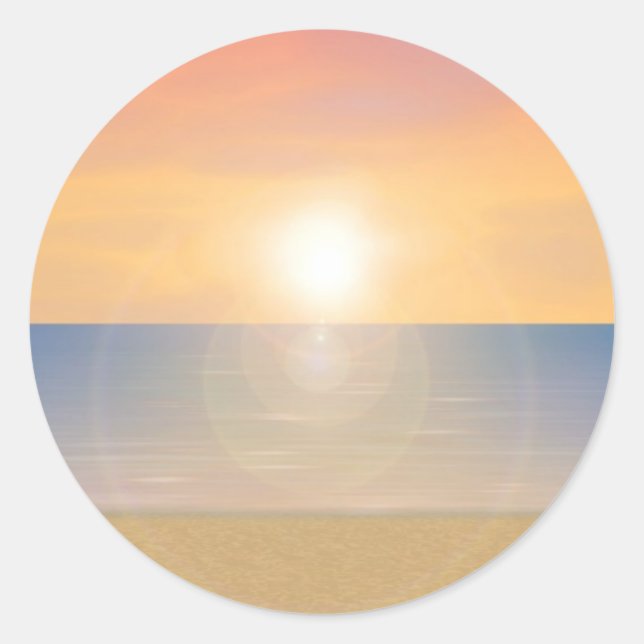 Sunset Beach Scene: Classic Round Sticker (Front)