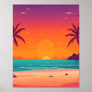Sunset Beach Scene  Poster