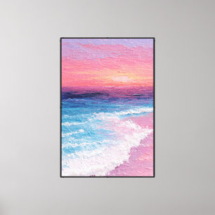 Sunset Beach Scene with Waves – Abstract Wall Art