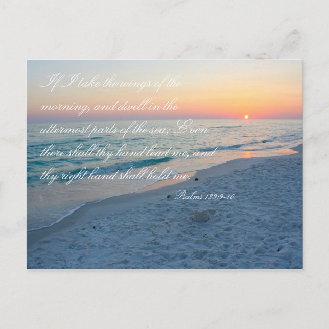 Sunset Beach Scripture Psalms 139:9-10 Inspiration Postcard (Front)