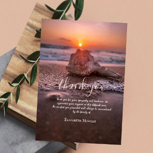 Sunset Beach Seashell Photo Celebration Of Life  Thank You Card