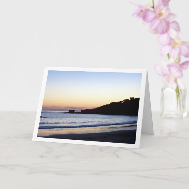Sunset Beach Silhouette Landscape Card (Orchid)