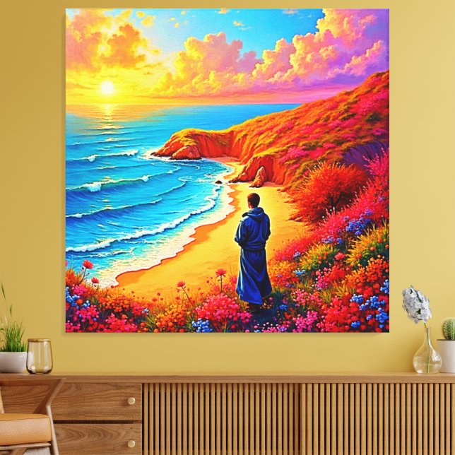 Sunset Beach Solitude Serenity Design Canvas Print (Insitu(LivingRoom))