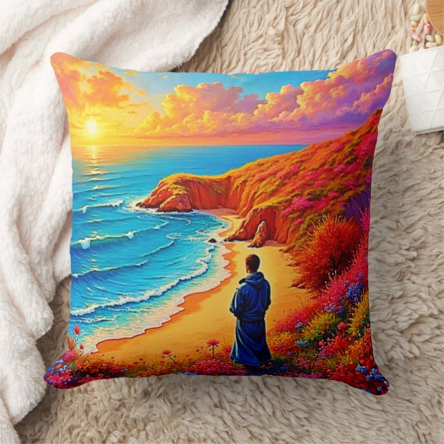 Sunset Beach Solitude Serenity Design Cushion (Blanket)