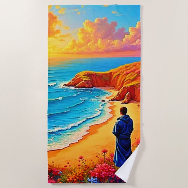 Sunset Beach Solitude Serenity Design Towel (Front)