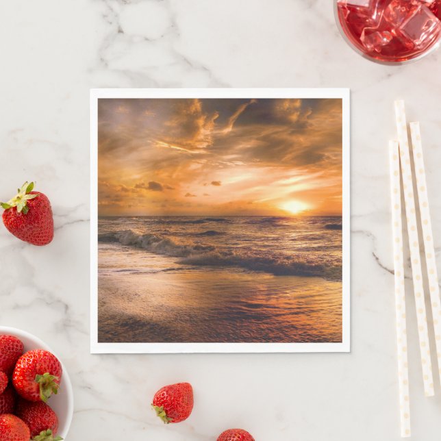 Sunset Beach Standard Luncheon Paper Napkins 45 (Insitu)