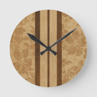 Sunset Beach Surfboard Hawaiian Wall Clocks