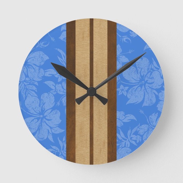 Sunset Beach Surfboard Hawaiian Wall Clocks (Front)