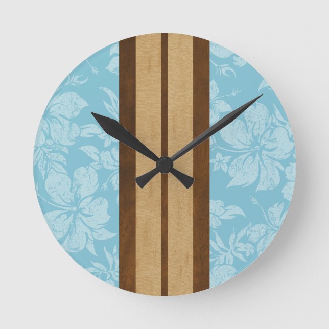 Sunset Beach Surfboard Hawaiian Wall Clocks (Front)