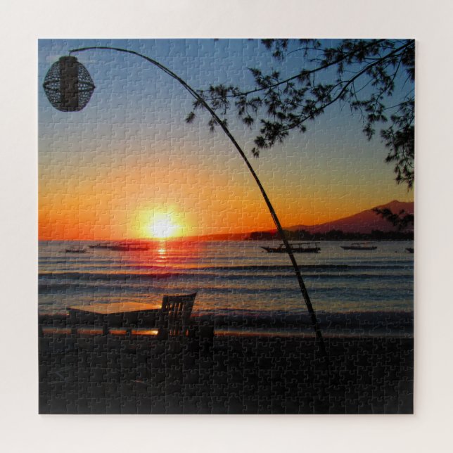 sunset beach table jigsaw puzzle (Horizontal)