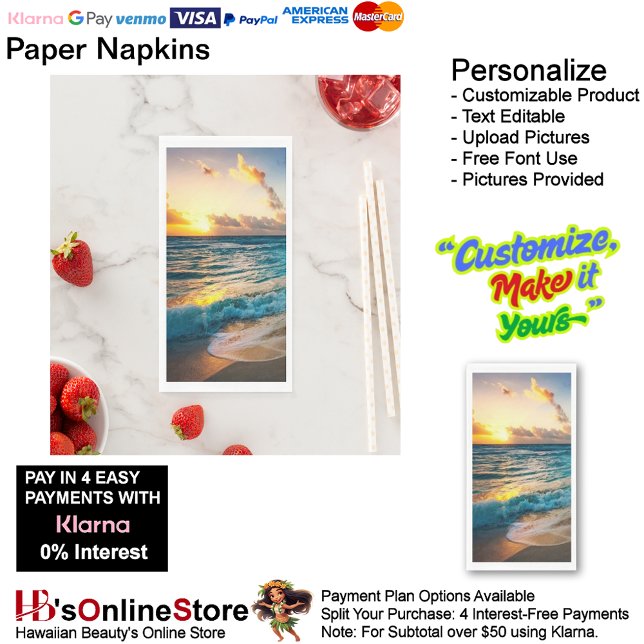 Sunset Beach Tables Kitchen Restaurant Decor 19 Napkin (Sunset Beach Tables Kitchen Restaurant Decor Paper Guest Towels 19.)