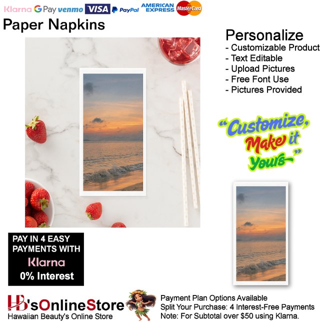 Sunset Beach Tables Kitchen Restaurant Decor 50 Napkin (Sunset Beach Tables Kitchen Restaurant Decor Paper Guest Towels 50.)