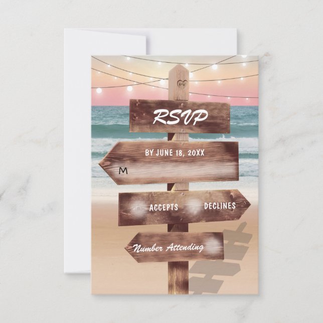Sunset Beach Tropical Destination Wedding RSVP (Front)