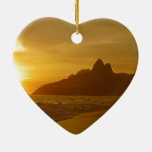 Sunset Beach Tropical Ocean Water Peace Love Sand Ceramic Tree Decoration