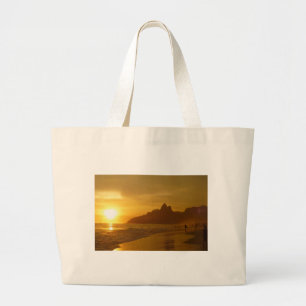 Sunset Beach Tropical Ocean Water Peace Love Sand Large Tote Bag