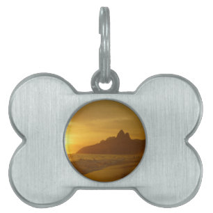 Sunset Beach Tropical Ocean Water Peace Love Sand Pet Name Tag