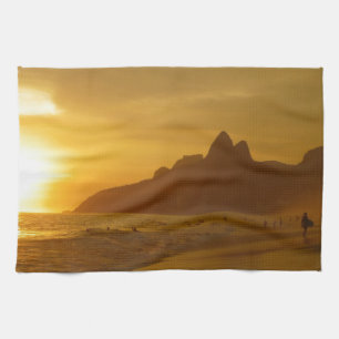 Sunset Beach Tropical Ocean Water Peace Love Sand Tea Towel