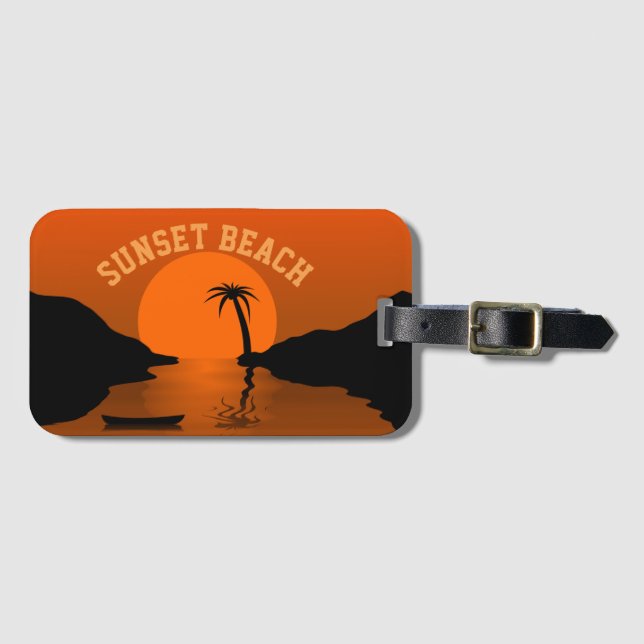 Sunset Beach Tropical Orange Art Luggage Tag (Front Horizontal)