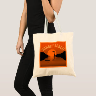 Sunset Beach Tropical Orange Art Tote Bag