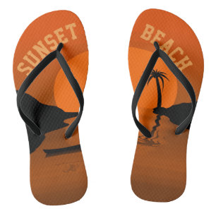 Sunset Beach Tropical Orange Sunset Art Flip Flops