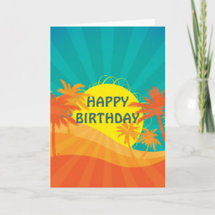 Sunset Beach tropical retro surf Card
