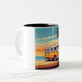 Sunset Beach Van Mug - Vintage Kombi at Dusk