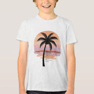Sunset Beach Vibes – Minimalist Tropical T-Shirt Tri-Blend Shirt