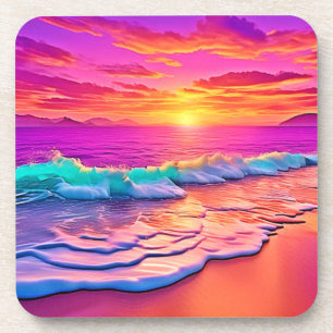 Sunset Beach Waves Design Coaster