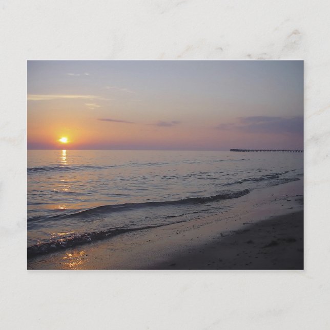 Sunset Beach Waves, Serene and Peaceful Coast Postcard (Front)