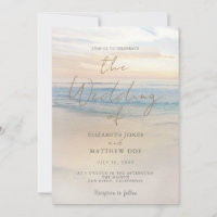Sunset Beach Wedding Beachfront Wedding Invitation