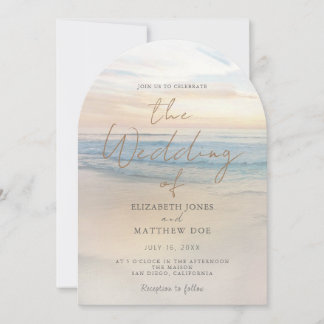 Sunset Beach Wedding Beachfront Wedding Invitation