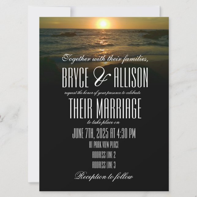 Sunset Beach Wedding Invitation (Front)