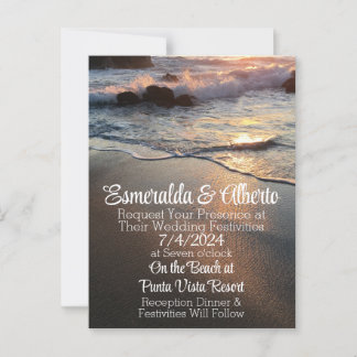 Sunset Beach Wedding Invitation Template Postcard