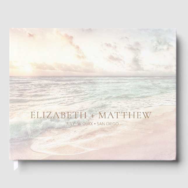 Sunset Beach Wedding | Oceanside Wedding Guest Book (Front)