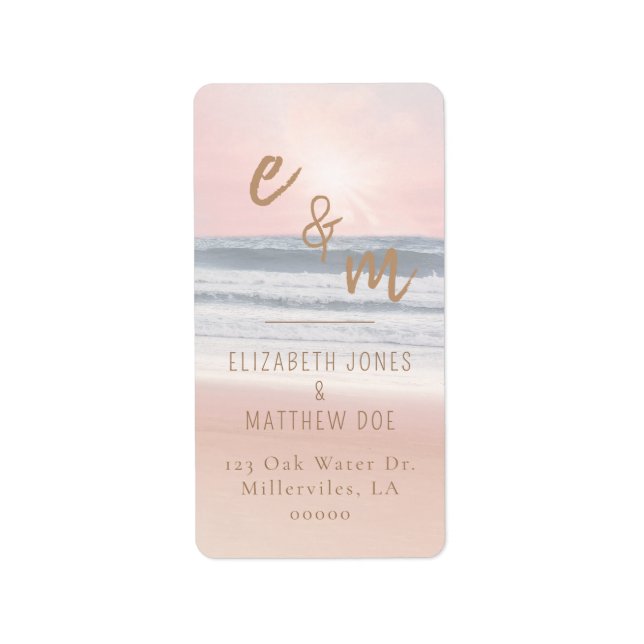 Sunset Beach Wedding | Oceanside Wedding Label (Front)