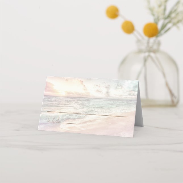 Sunset Beach Wedding | Oceanside Wedding Place Card (Front)