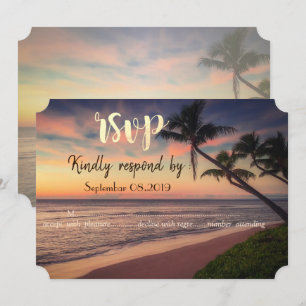 Sunset Beach Wedding, Palms  RSVP Invitation
