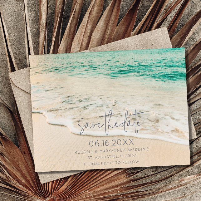 Sunset Beach Wedding Photo Save the Date Announcement (Creator Uploaded)