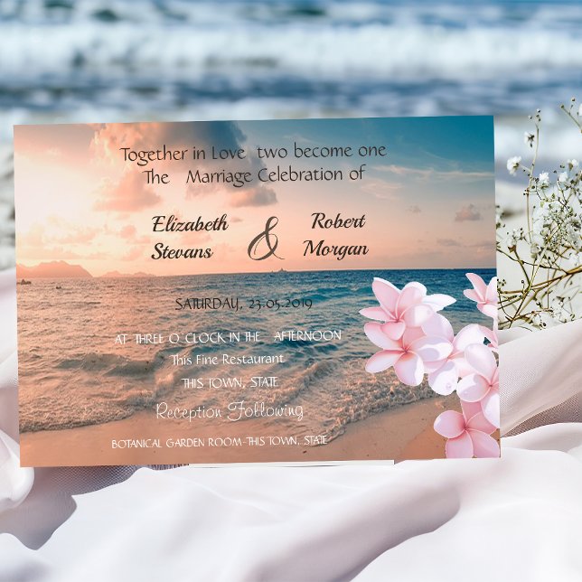 Sunset Beach  Wedding , Plumeria  Invitation (Creator Uploaded)