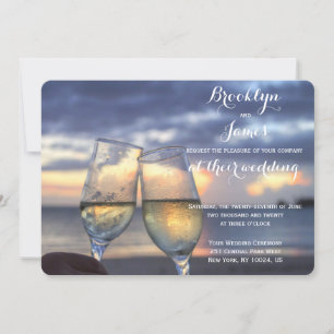 Sunset Beach Wedding Rounded Invitation