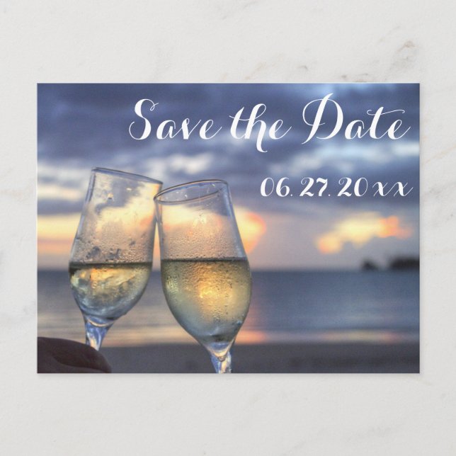 Sunset Beach Wedding Save The Date Announcement Postcard (Front)