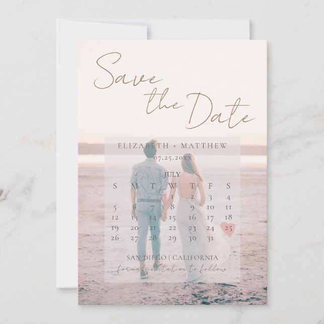 Sunset Beach Wedding Save the Date Invitation (Front)