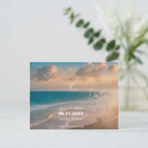 Sunset Beach Wedding Save The Date Postcard