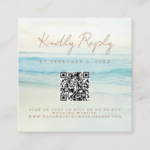Sunset Beach Wedding Scan Code RSVP Enclosure Card