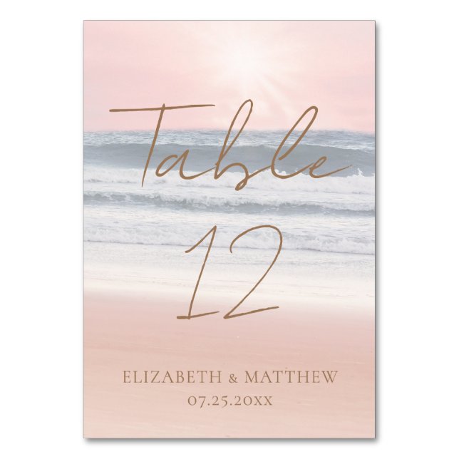 Sunset Beach Wedding Table Number (Front)