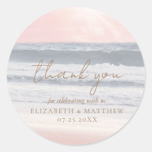 Sunset Beach Wedding Thank You Sticker