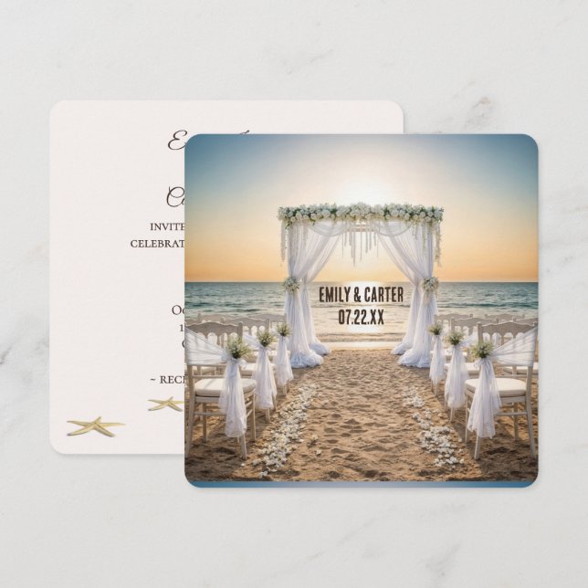 Sunset Beach Wedding With Bridal Arch Invitation (Front/Back)