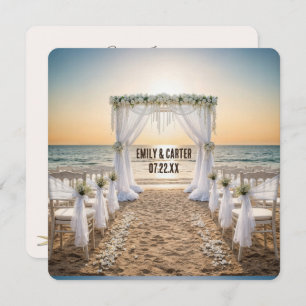 Sunset Beach Wedding With Bridal Arch Invitation